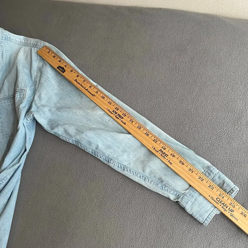 Levis Western Boho Long‎ Sleeve Button Down Mens? Unisex L Faded Light Blue Wash